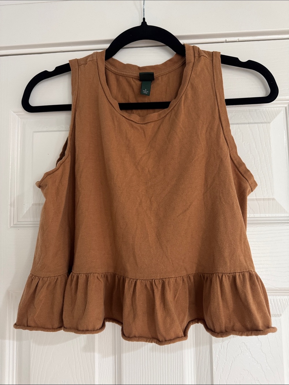 Ruffle Hem Brown Tank Top | Small